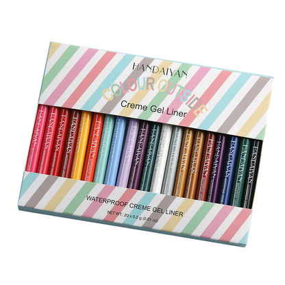 20-Piece Waterproof Quick-Dry Colored Eyeliner Set
