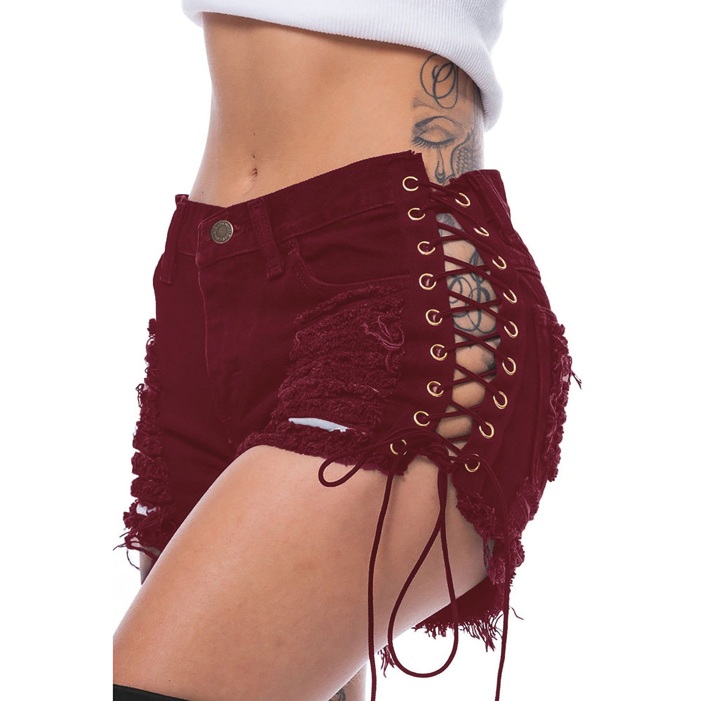 Torn Women's Jean Tie-Up Shorts