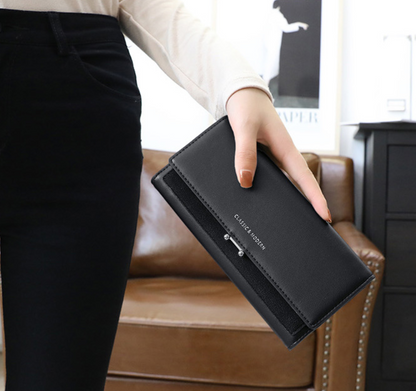 Women's Long Suede Wallet - Clutch Purse