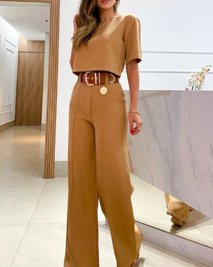 Stylish Summer Solid Color Suit Set