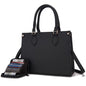 Vegan Leather Purse Set w/ Matching Wallet [2pcs Black]