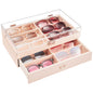 ProCase 12 Slots Acrylic Clear Top Sunglass Organizer 2 Layers Eyeglasses Case Multi Pairs Storage Eyewear Display Holder with Transparent Lid and Drawer -Champagne