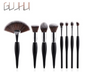 8-Piece Makeup Brush Set with Black Handle/Silver Tubes