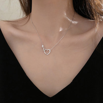 Heart Necklace with Sparkling Diamond