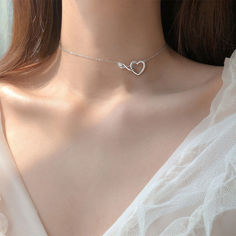 Heart Necklace with Sparkling Diamond