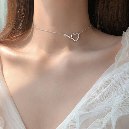 Heart Necklace with Sparkling Diamond
