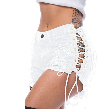 Torn Women's Jean Tie-Up Shorts