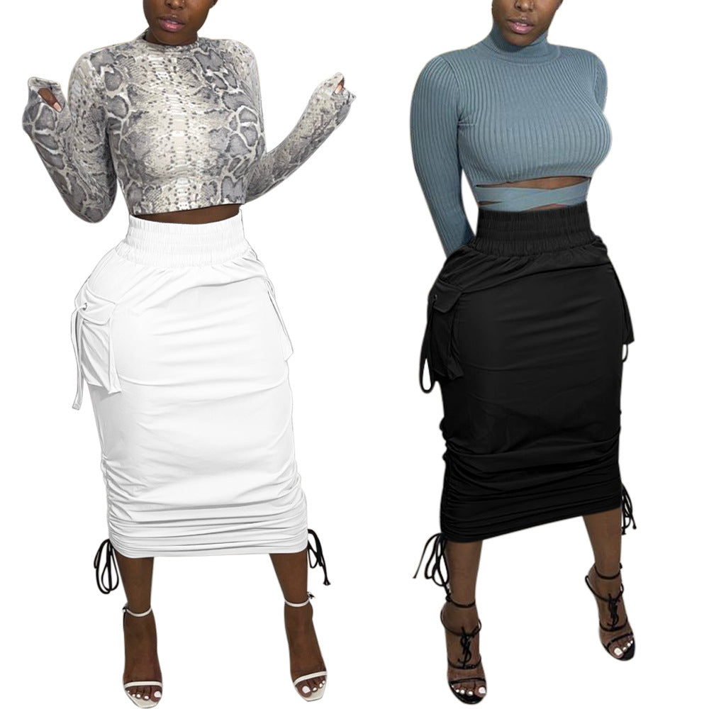 Slim Pocket Bag Hip Skirt with Adjustable Straps