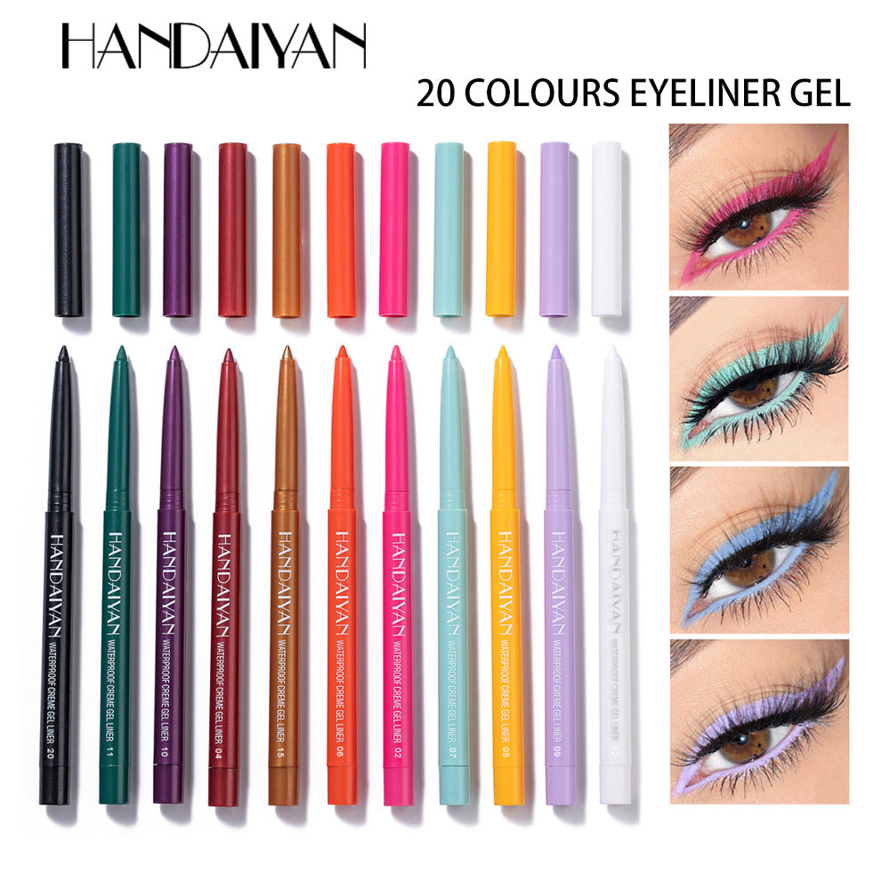 20-Piece Waterproof Quick-Dry Colored Eyeliner Set