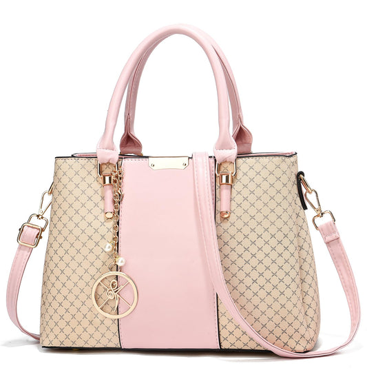 Beige/Pink 3-Zip Compartment Purse