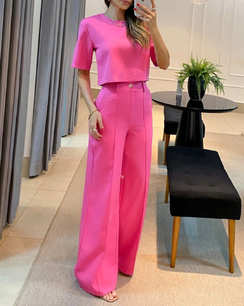 Stylish Summer Solid Color Suit Set