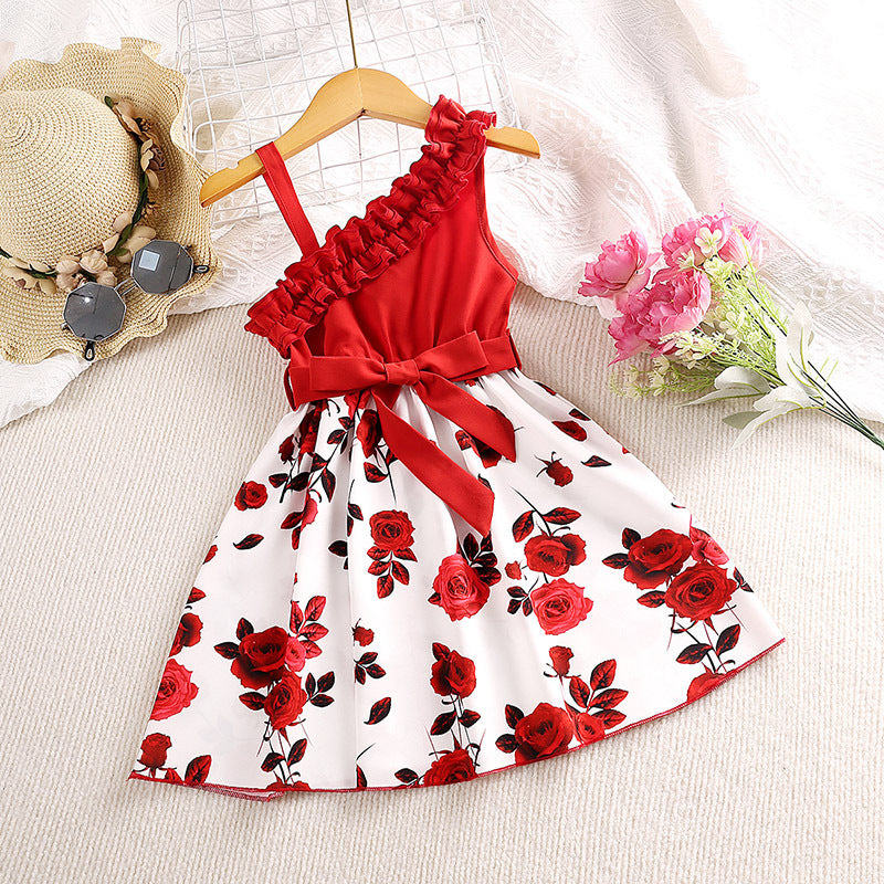 Summer Floral Pattern Girls' Short Sleeve Dress