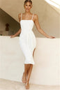 Women's Casual Tight Dress with Strap Slit Detail