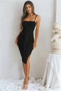 Women's Casual Tight Dress with Strap Slit Detail