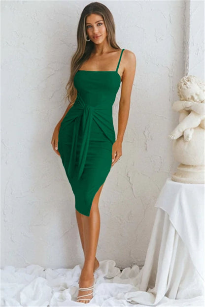 Women's Casual Tight Dress with Strap Slit Detail