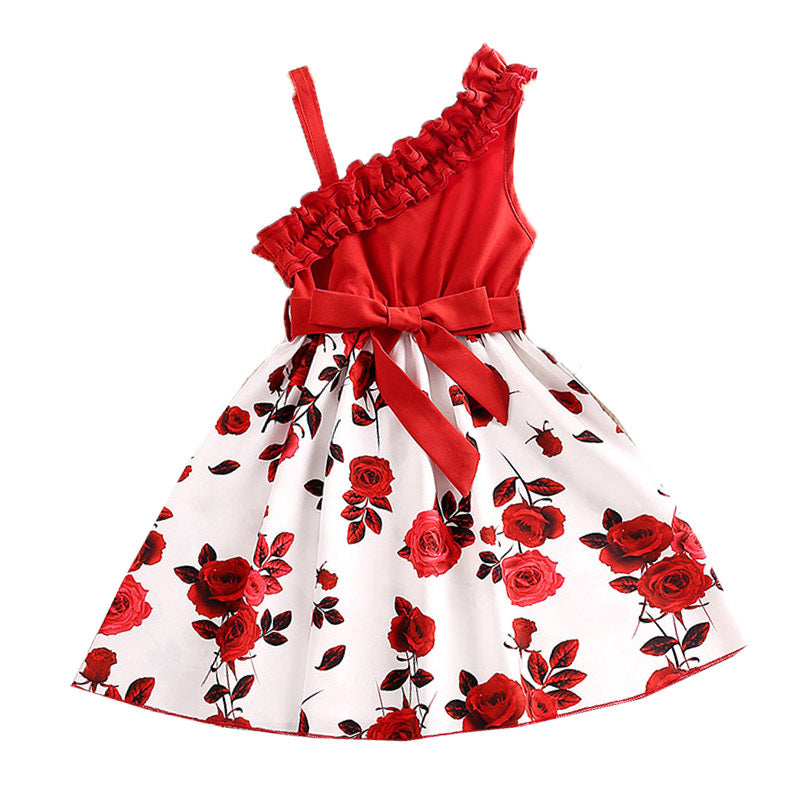 Summer Floral Pattern Girls' Short Sleeve Dress