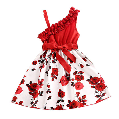 Summer Floral Pattern Girls' Short Sleeve Dress