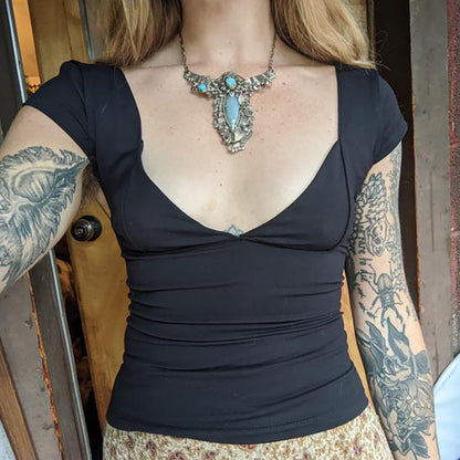Spring/Summer Women's Chic Low-Cut Shirt