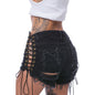 Torn Women's Jean Tie-Up Shorts