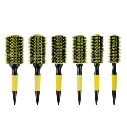 Round Wooden Comb with Mixed Nylon and Boar Bristles