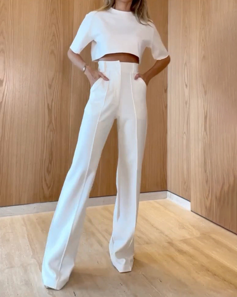 Stylish Summer Solid Color Suit Set