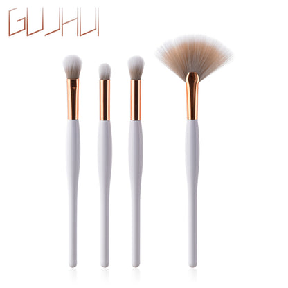 8-Piece Makeup Brush Set with Black Handle/Silver Tubes