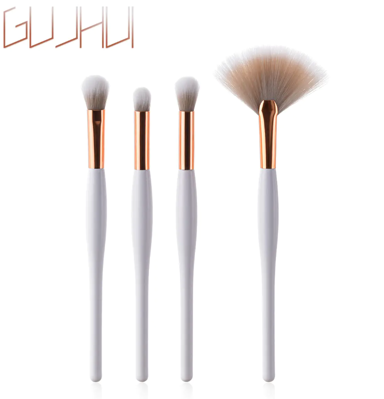 8-Piece Makeup Brush Set with Black Handle/Silver Tubes