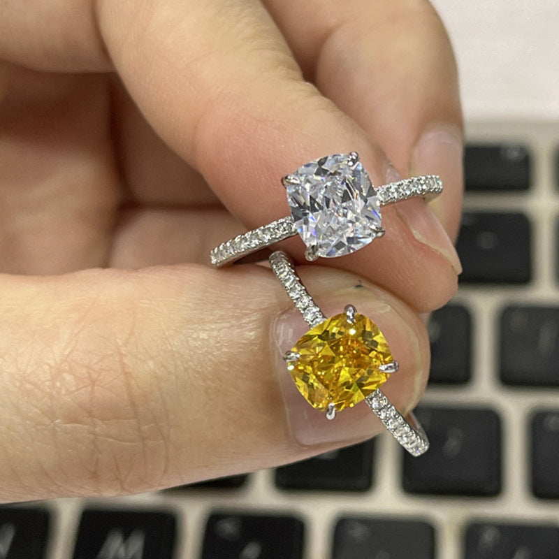 15 Karat Micro Setting Yellow Diamond Zircon Ring
