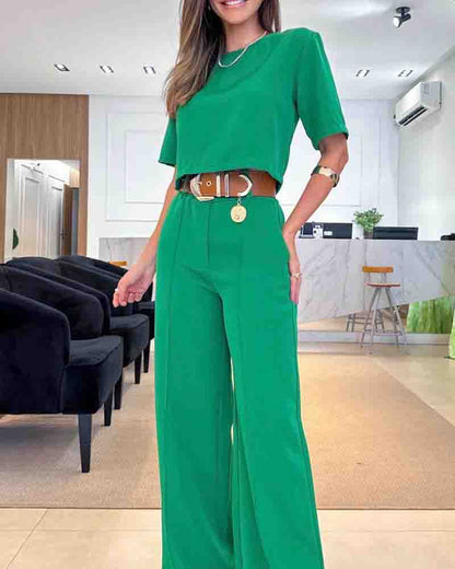 Stylish Summer Solid Color Suit Set