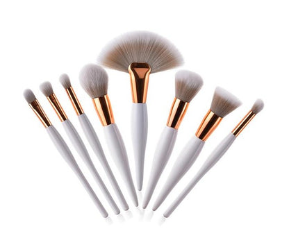 8-Piece Makeup Brush Set with Black Handle/Silver Tubes
